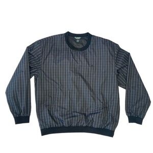 Brooks Brothers Golf Jacket Mens Sz L Black Plaid Vintage Country Club Pullover